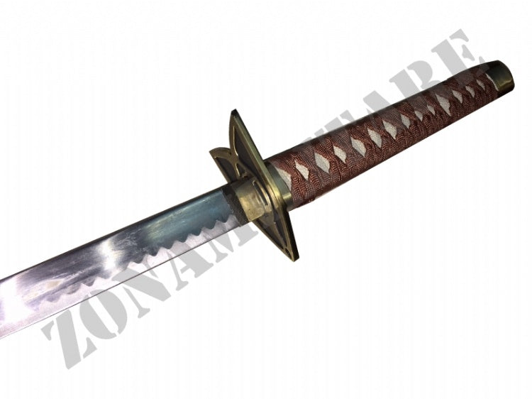 Katana Ornamentale Con Finiture Bronzo E Laccio Marrone