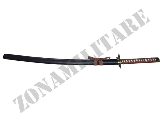 Katana Ornamentale Con Finiture Bronzo E Laccio Marrone