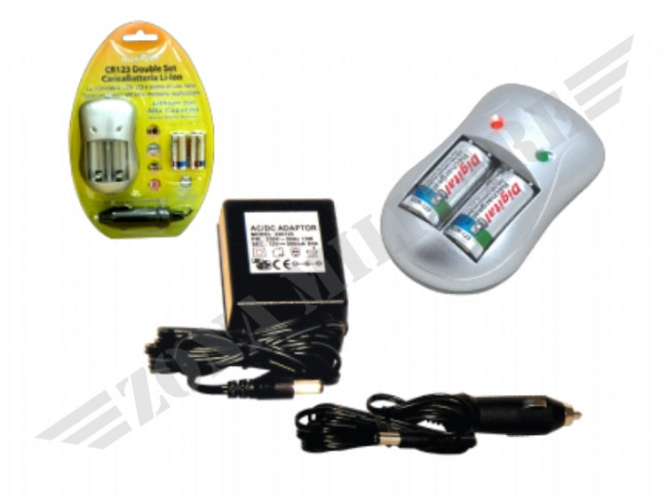 Set Double Charger + 2 Rechargeable Lithium Cr123