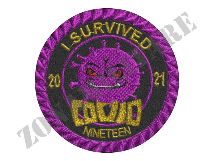 Patch I Survived Covid 2020 - 2021 Ricamata Con Velcro