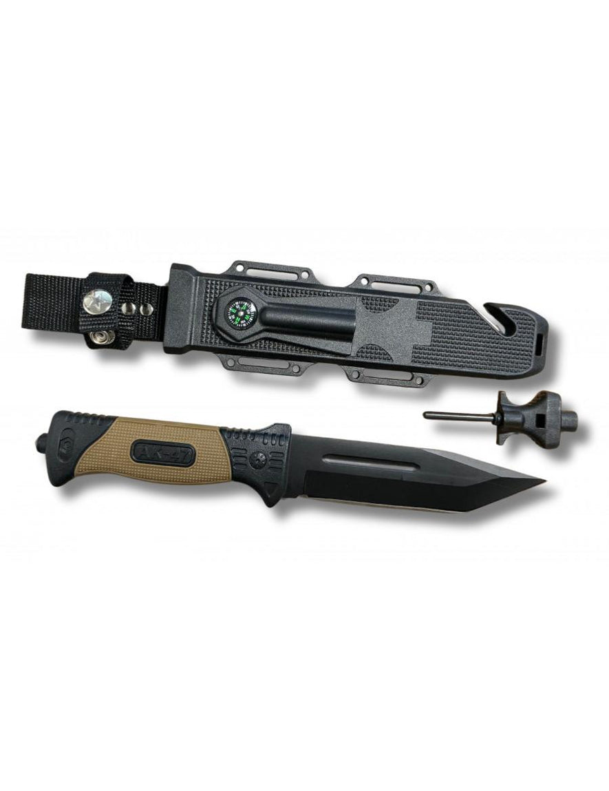 COLTELLO SURVIVAL COLOR CACHI CON LAMA DA 16cm E FODERO