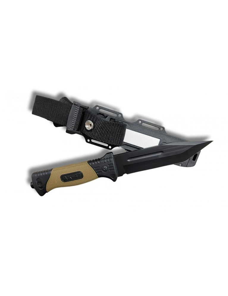 COLTELLO SURVIVAL COLOR CACHI CON LAMA DA 16cm E FODERO