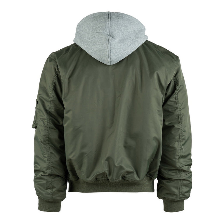 GIACCA BOMBER MA-1 CON CAPPUCCIO  VERDE FOSTEX