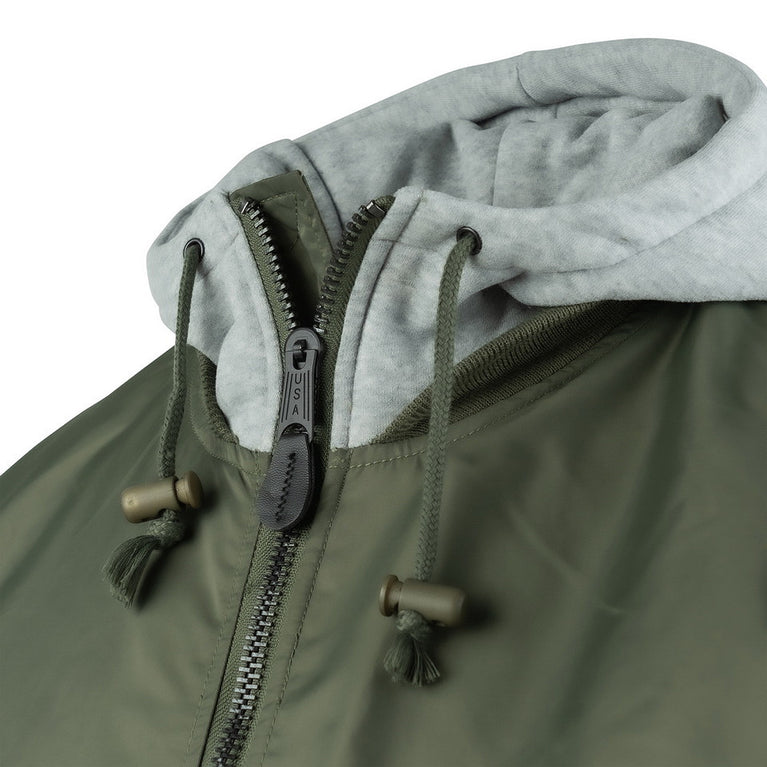 GIACCA BOMBER MA-1 CON CAPPUCCIO  VERDE FOSTEX