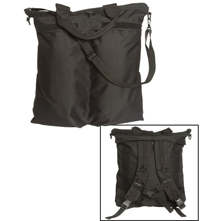 BORSA PORTA CASCO CON TRACOLLA E SPALLACCI NERA MILTEC