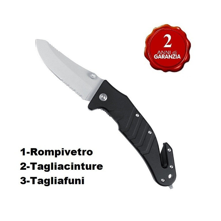 Coltello PRONTO Intervento Pocket Classic Car Knife COLORE NERO MILTEC