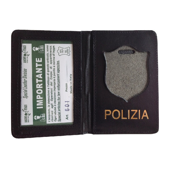 PORTAFOGLIO POLIZIA DI STATO IN CUOIO CON ALLOGGIO PLACCA ASCOT
