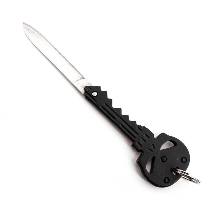 COLTELLINO PORTACHIAVI A FORMA DI CHIAVE CON LOGO PUNISHER NERO ALBAINOX