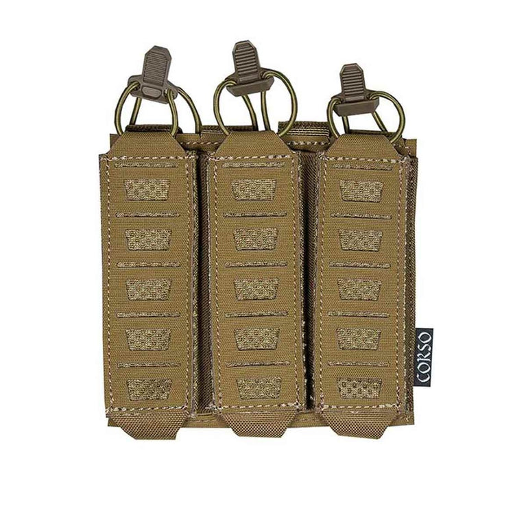 TASCA TRIPLA PORTA CARICATORI STILE MP5/MP7 COYOTE BROWN CORSO