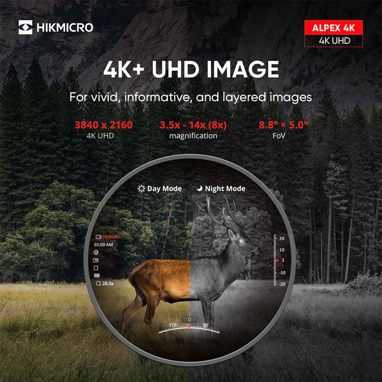 OTTICA DIGITALE CON VISIONE NOTTURNA ALPEX 4K LITE HIKMICRO