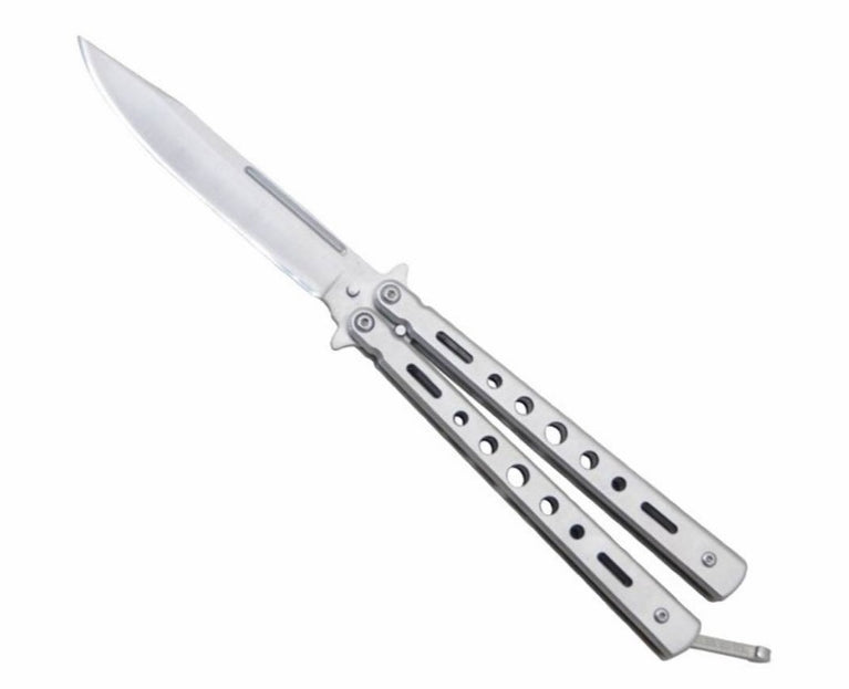 Coltello a farfalla forato grigio BALISONG