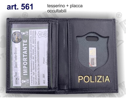 PORTAFOGLIO POLIZIA DI STATO IN PELLE CON ALLOGGIO PLACCA ASCOT