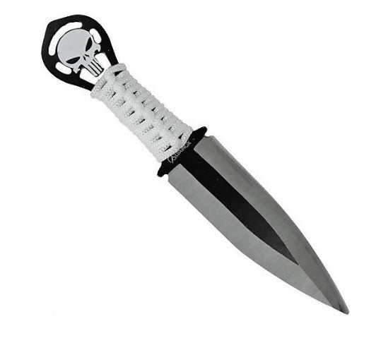 SET DA 3 COLTELLI DA LANCIO NERI CON TESCHIO ALBAINOX