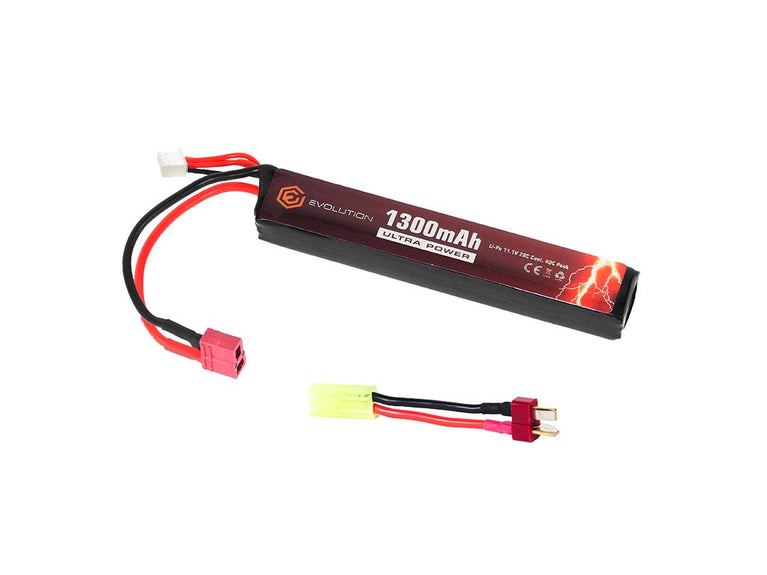 BATTERIA LI-PO ULTRA POWER 11.1 V 1300 mAh 20C-40 C CON CONNETTORE DEANS E ADATTATORE PER TAMIYA EVOLUTION