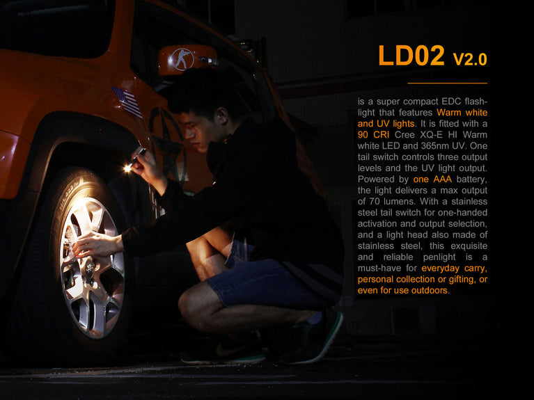 TACTICAL PENLIGHT LD02 V2.0 EDC CON ILLUMINATORE UV FENIX