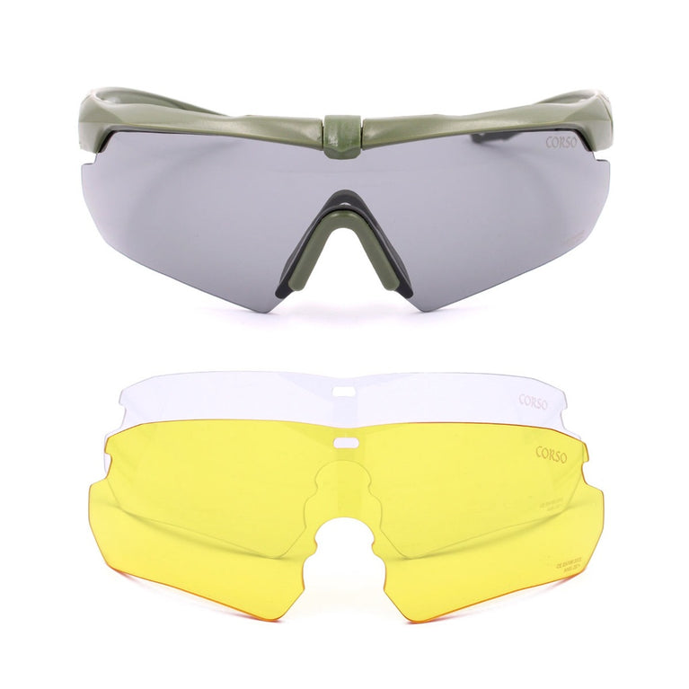 OCCHIALI CON TRE LENTI INTERCAMBIABILI REVENGE GUNNER OD GREEN CORSO