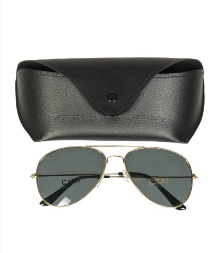 OCCHIALI US PILOT CON MONTATURA DORATA E LENTI NERE MILTEC