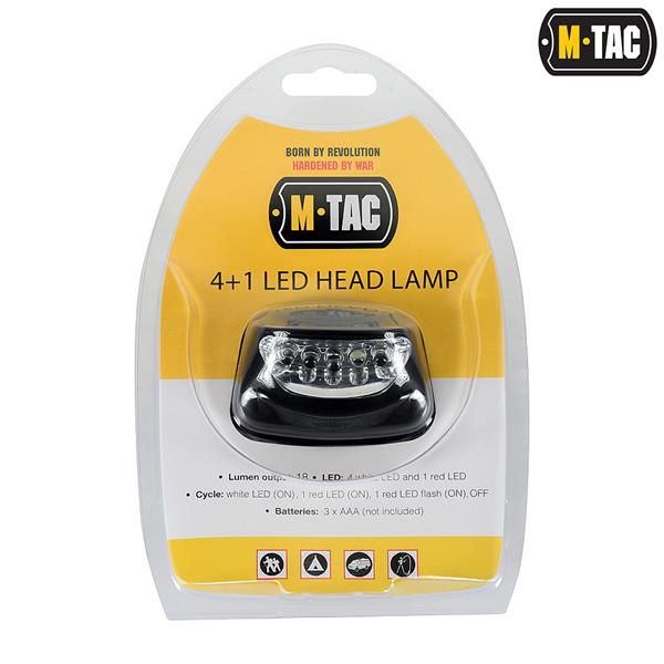 Lampada DA TESTA 4+1 LED frontale COLORE NERO M-Tac