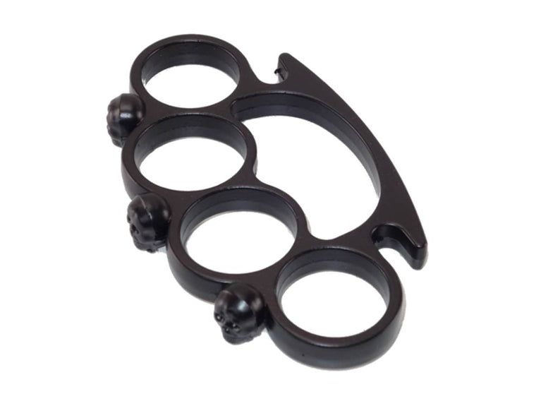 FERMACARTE TIRAPUGNI NERA CON TESCHI IN ACCIAIO NERO