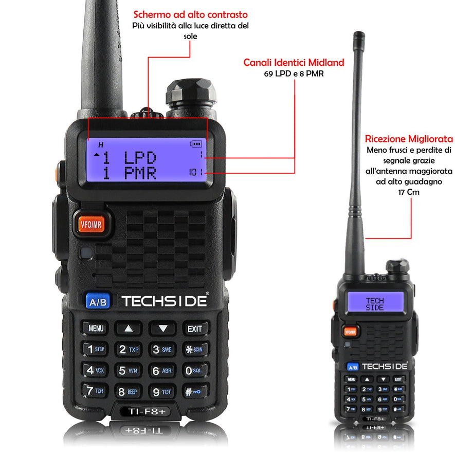 Radio TI-F8+ Radio Tri-Power 8W Vhf/Uhf TECHSIDE