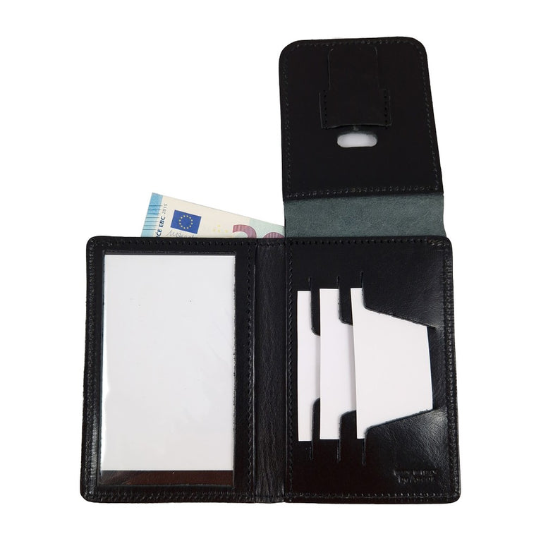 Portafoglio in pelle con placca Security Service ascot