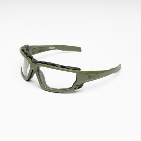 OCCHIALI ZYPHER CQSG001 CON LENTI TRASPARENTI E MONTATURA VERDE CONQUER
