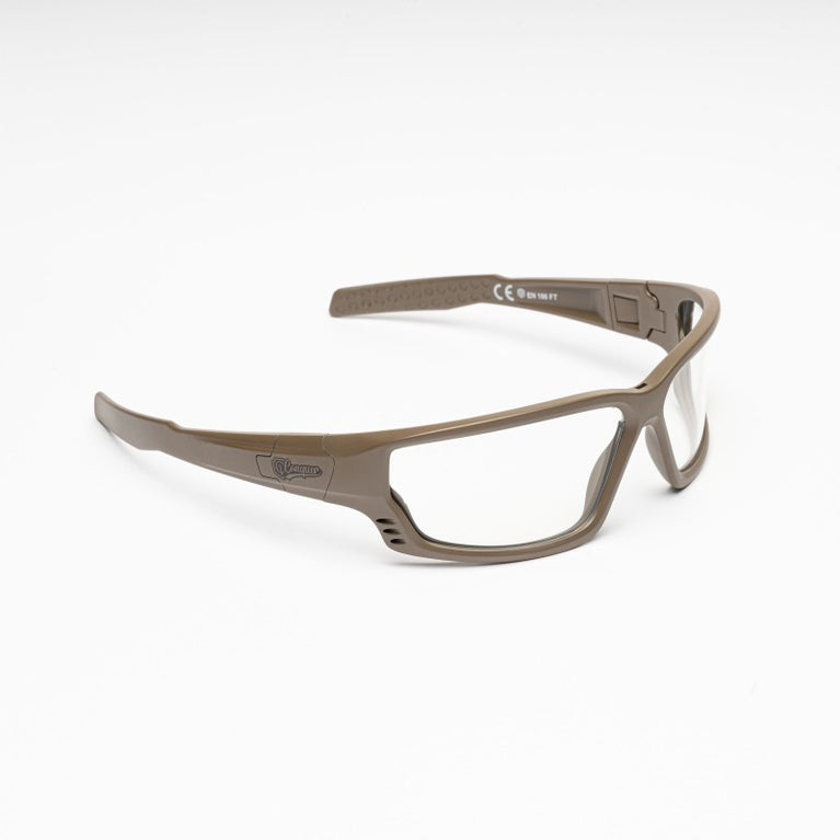 OCCHIALI ZYPHER CQSG001 CON LENTI TRASPARENTI E MONTATURA TAN CONQUER
