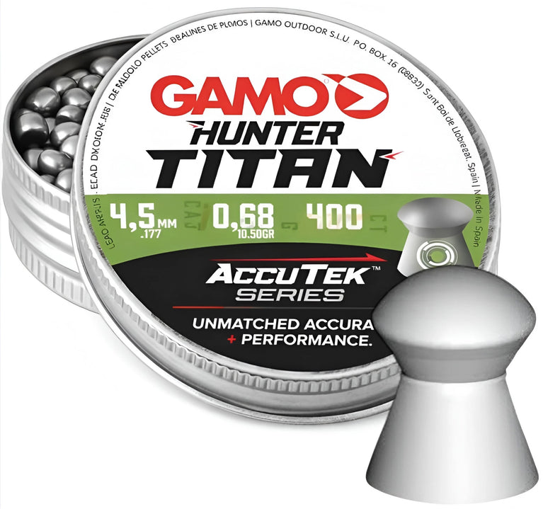 PIOMBINI ACCUTEK HUNTER TITAN A TESTA STONDATA CAL. 4,5mm 400pcs. GAMO