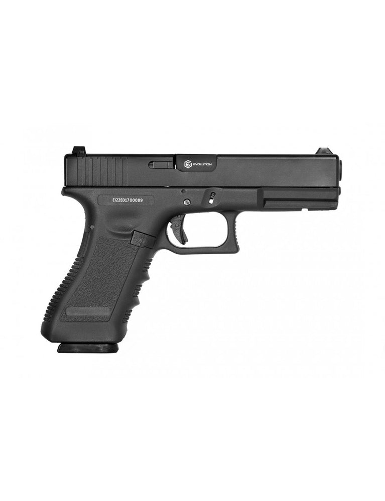 PISTOLA A GAS SCARRELLANTE GLOCK 17 NERA METAL SCARRELLANTE EVOLUTION AIRSOFT