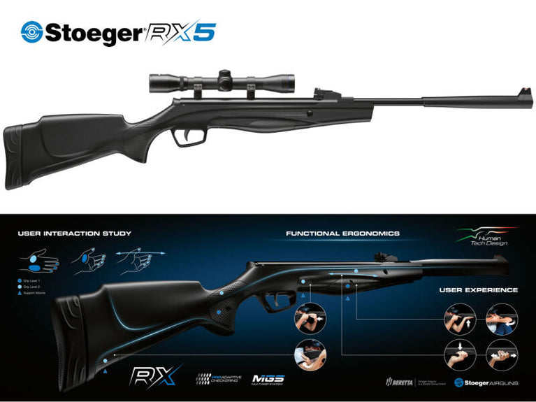 Carabina Stoeger Rx5 CON OTTICA SINTETICA NERA Cal 4,5 Pot<7,5
