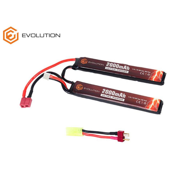 BATTERIA LI-PO ULTRA POWER 7,4V 2000Mah 20C/40C 2 CELLE EVOLUTION DEANS + CONVERTER