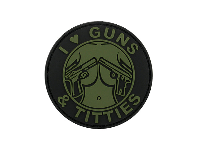 PATCH IN PVC "I LOVE GUNS AND TITTIES" 8FIELDS