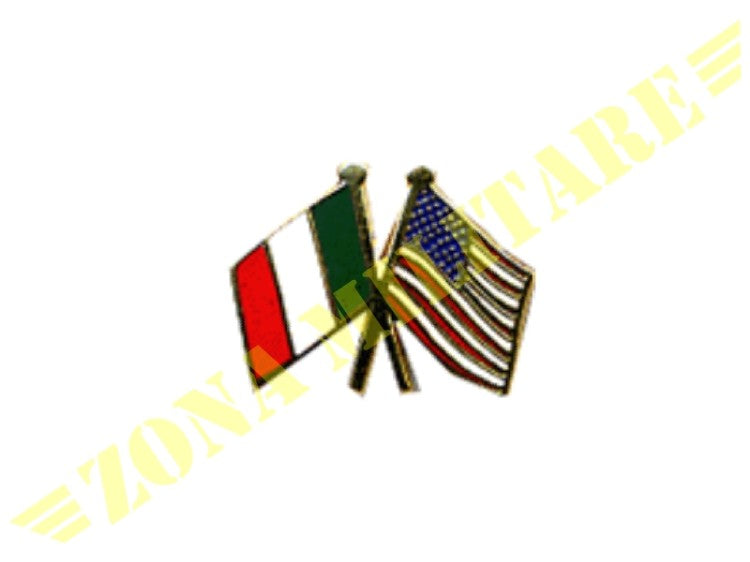 Spilla Distintivo Bandiera Italia/Usa Metallo