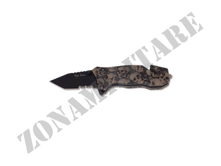 Coltello A Lama Richiudibile Con Teschi E Taglia Cinghia