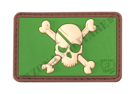 Pirate Skull Rubber Patch Jtg GREEN Color
