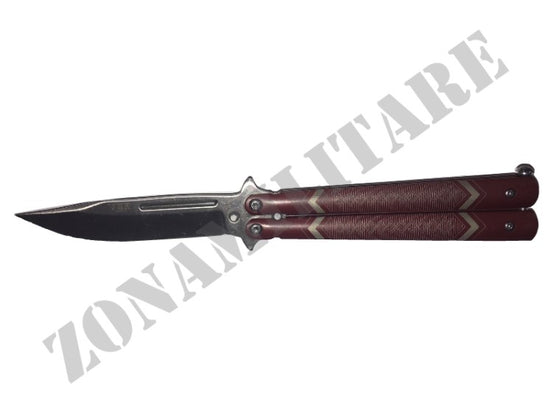 Coltello Butterfly Lama Liscia Manico Metallo Bordeaux