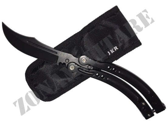 Coltello Butterfly Colore Nero Lama E Manico Ricurvo