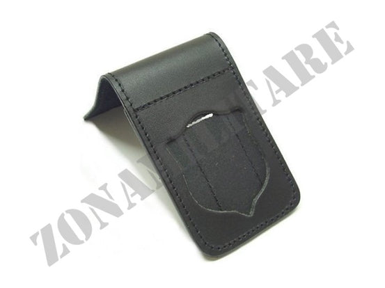 PORTA PLACCA PER CLIP METALLO  POLIZIA DI  STATO CUOIO VEGA HOLSTER