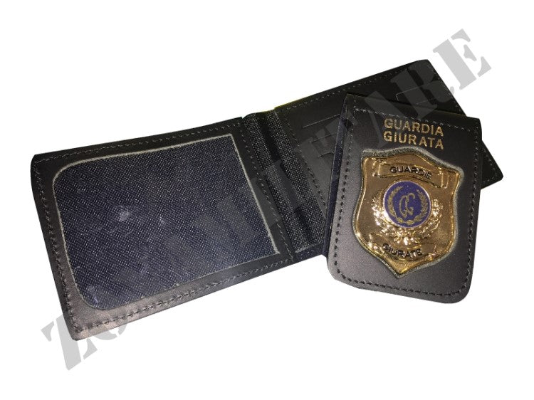 Portafoglio Gpg Cuoio Vega Holster Patta Estraibile Placca Oro