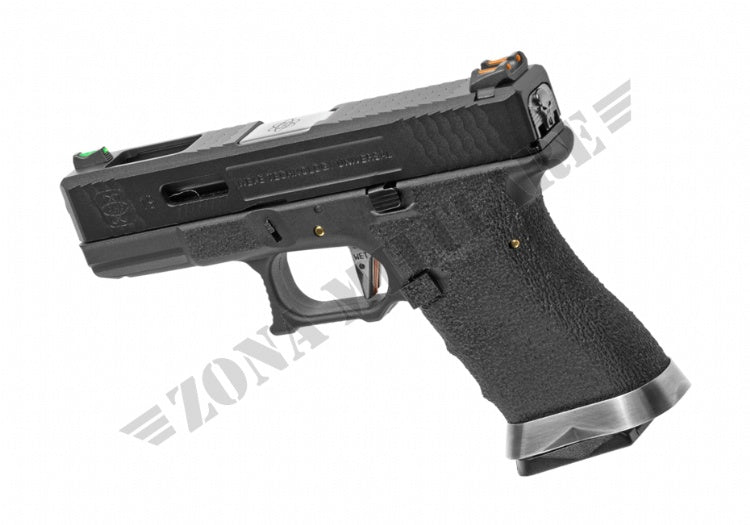 PISTOLA G-FORCE 19 FULL METAL NERA CON CANNA ARGENTATA GBB WE
