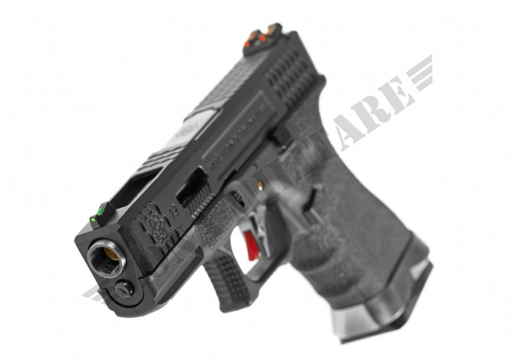 PISTOLA G-FORCE 19 FULL METAL NERA CON CANNA ARGENTATA GBB WE