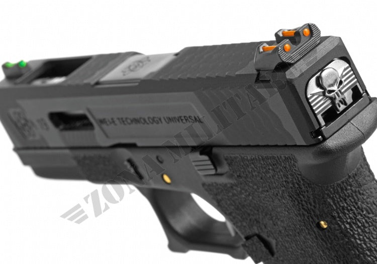 PISTOLA G-FORCE 19 FULL METAL NERA CON CANNA ARGENTATA GBB WE