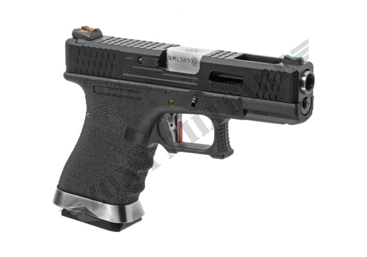 PISTOLA G-FORCE 19 FULL METAL NERA CON CANNA ARGENTATA GBB WE
