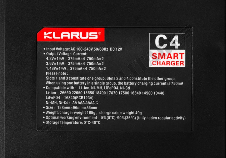Carica Batterie C4 Battery Charger Klarus