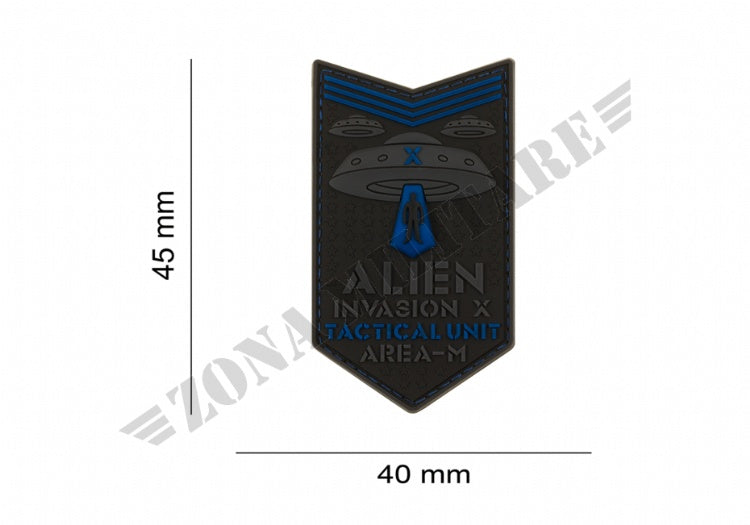 Alien Invasion Tactical Unit Rubber Patch  Blue  Jtg