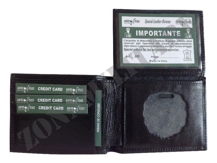 PORTAFOGLIO POLIZIA PENITENZIARIA IN PELLE CON PLACCA ASCOT
