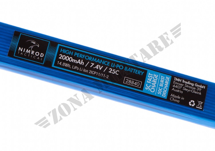 BATTERIA LI-PO 7.4V 2000Mah 25C A DUE CELLE NIMROD