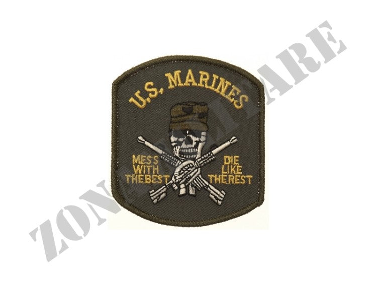 Patch Termo Adesiva Ricamata U.S. Marines Con Teschio