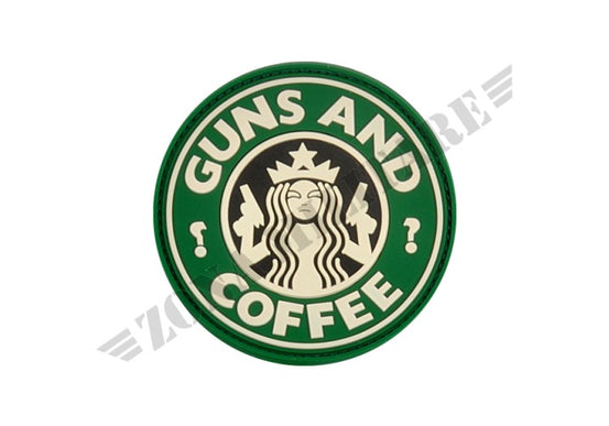 Guns And Coffee Rubber Patch Green Color