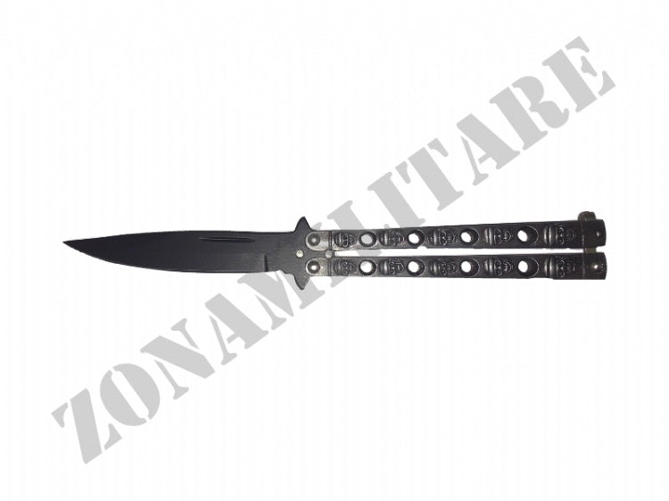 Coltello Skulls Martinez Albainox Butterfly Nero Decorato